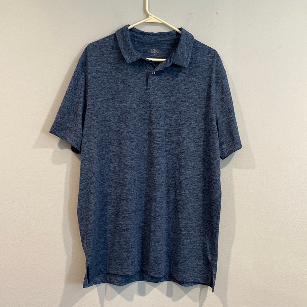 Blue Heathered Collared Falls Creek Polo - Size Large